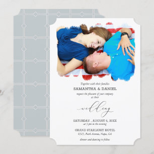 Personlig Photo Grått Typeface Script Bröllop Inbjudningar
