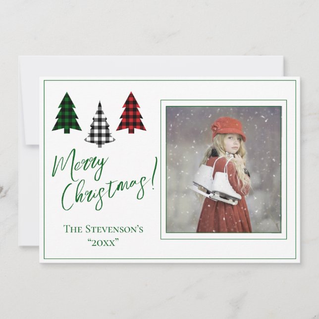 Personlig Photo Grönt God jul Julafton Julkort (Framsida)