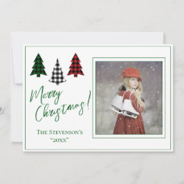 Personlig Photo Grönt God jul Julafton Julkort