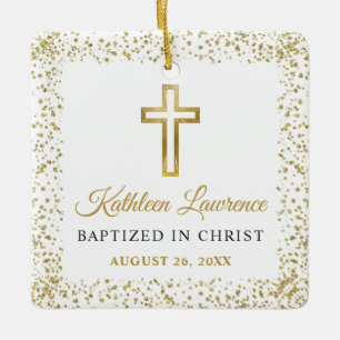 Personlig Photo Guld Glitter Kor Flickor Baptism Julgransprydnad Keramik