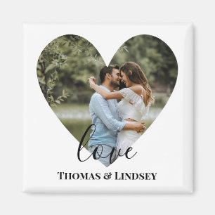 Personlig Photo Heart Ram Modern Calligraphy Magnet