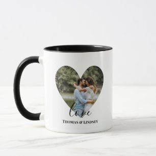 Personlig Photo Heart Ram Modern Calligraphy Mugg