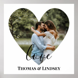 Personlig Photo Heart Ram Modern Calligraphy Poster