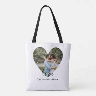 Personlig Photo Heart Ram Modern Calligraphy Tygkasse