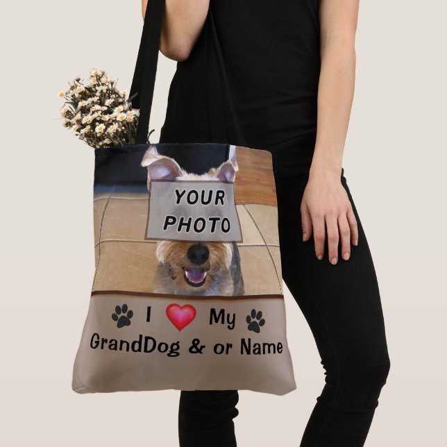Personlig PHOTO I Kärlek My GrandDog Gifts, Tote Tygkasse (Närbild)