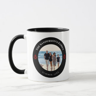 Personlig Photo in Black Circle med Red Anchor Mugg