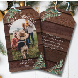 Personlig Photo jul Wood Gift Märkre Presentetikett