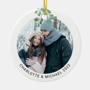 Personlig Photo Keepsaki Mistletoe Julgransprydnad Keramik