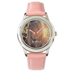 Personlig Photo Kids Family Namn Girls Watch Armbandsur
