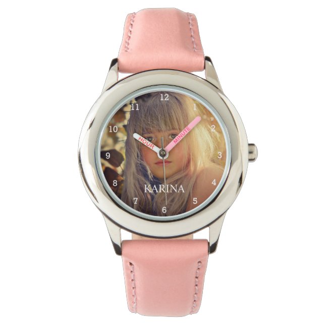 Personlig Photo Kids Family Namn Girls Watch Armbandsur (Framsida)