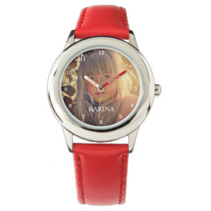 Personlig Photo Kids Family Namn Girls Watch Armbandsur