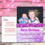 Personlig Photo Lila Candy cane jul Helg Vykort<br><div class="desc">Lägg bara till foto från dina barn eller din familj till det här söta God jul-vykortet. Det är ett sött och prisvärt sätt att säga God jul till dina vänner och familj och uppdatera dem med ett foto! Späd ut små accenter på baksidan av vykortet, t.ex. en lila candy cane...</div>