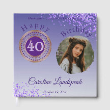 Personlig Photo Lila Glitter, 40:e födelsedagen
