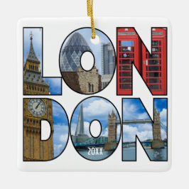 Personlig Photo London Europe City Typography Julgransprydnad Keramik