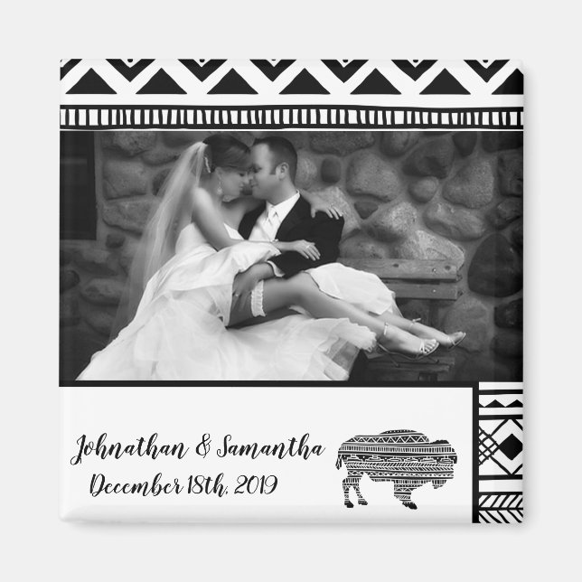 Personlig Photo Magnet Boho Buffalo Tribal Patt (Framsidan)