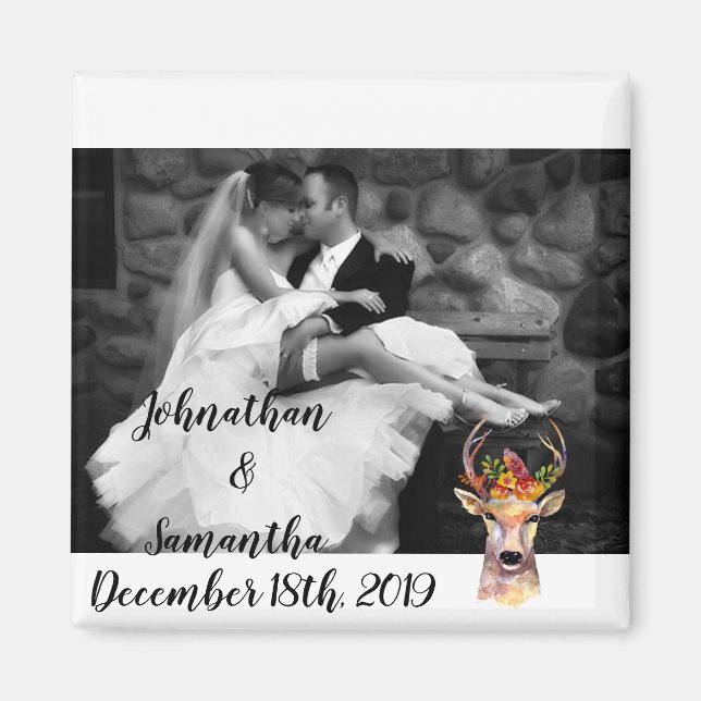 Personlig Photo Magnet boho hjort Buck Head Brow (Framsidan)