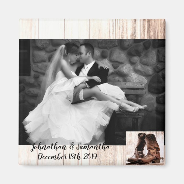 Personlig Photo Magnet boots land rustic (Framsidan)