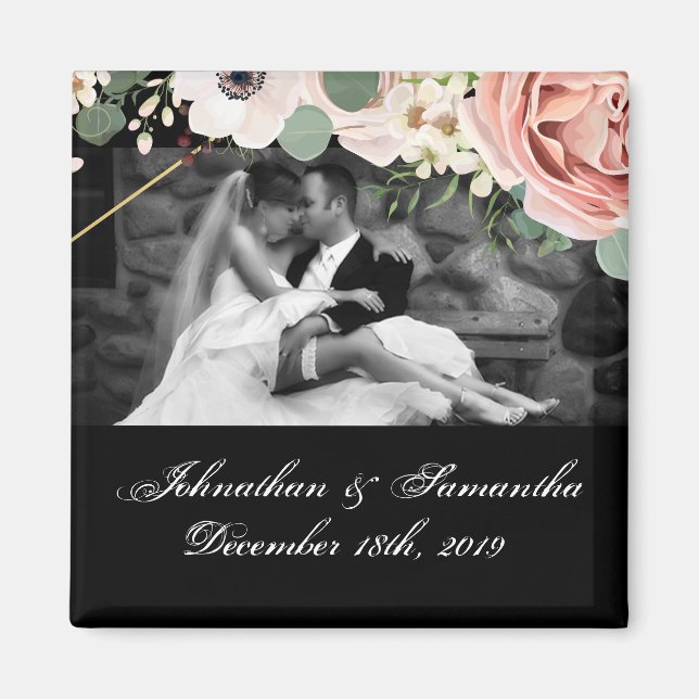 Personlig Photo Magnet Geometric Garden Black (Framsidan)