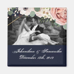 Personlig Photo Magnet Geometric Garden Navy