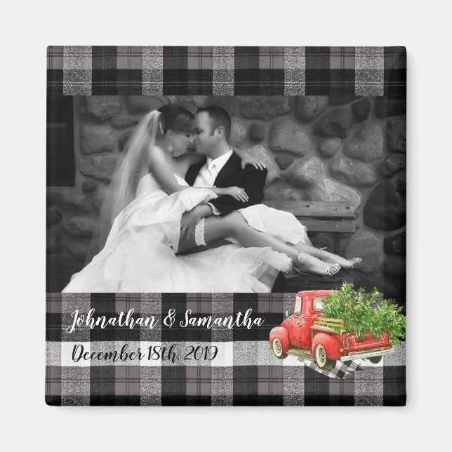 Personlig Photo Magnet JULAFTON Lastbil Baffalo Pl (Framsidan)