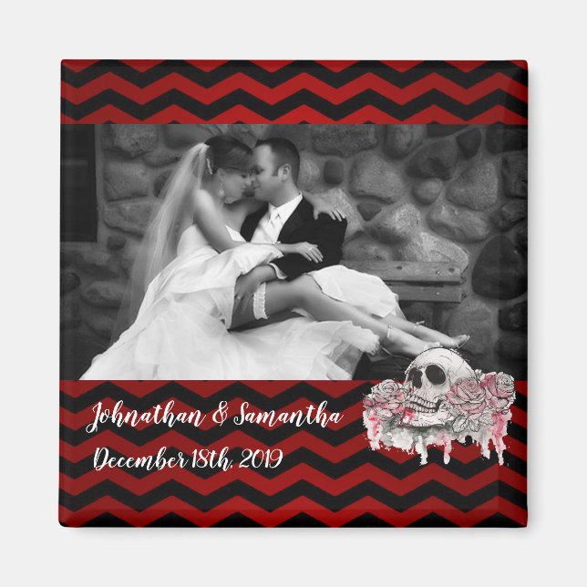 Personlig Photo Magnet skalle Ro Gothic Chevr (Framsidan)