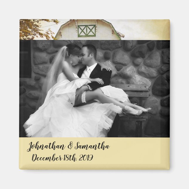 Personlig Photo Magnet Sunset Barn Land Rust (Framsidan)