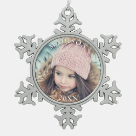 Personlig Photo med Namn-julhelgen Helgdag Snöflinga Pewter Julgransprydnad