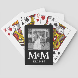 Personlig Photo Monogram B&W Modern Bröllop Kortlek