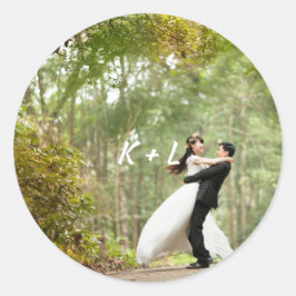 Personlig Photo Monogram Bröllop Runt Klistermärke
