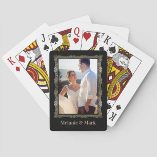 Personlig Photo Monogram Elegant bröllop Spelkort