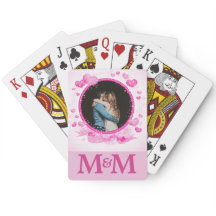 Personlig Photo Monogram Hearts Rosa Bröllop