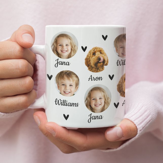 Personlig Photo Mugg med tre Ansikte och Namn (Skapare uppladdad)