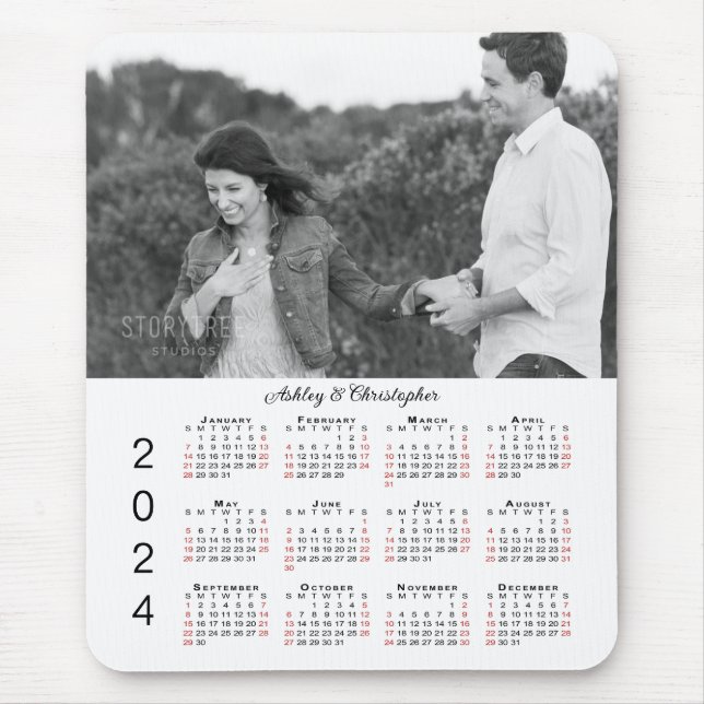 Personlig Photo Namn 2024-kalender Musmatta (Framsidan)