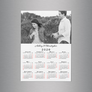 Personlig Photo Namn 2026 Calendar Magnet