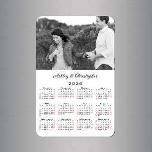 Personlig Photo Namn 2026-kalender Magnet