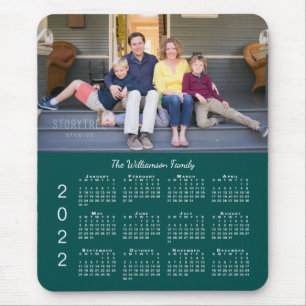 Personlig Photo Namn Blue Grönt 2022 Calendar Musmatta