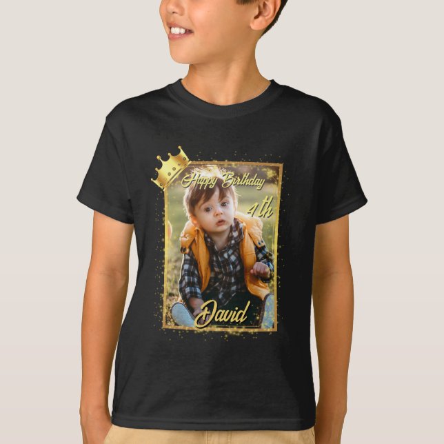 Personlig Photo Namn Boy Birthday T Shirt (Framsida)