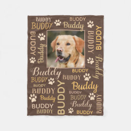 Personlig Photo Namn | Brown Hund Blanket Fleecefilt