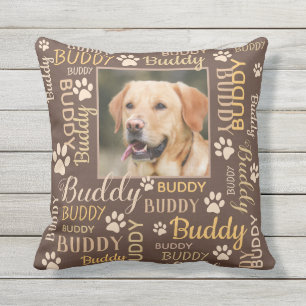 Personlig Photo Namn Brown Hund Dekorativ kudde
