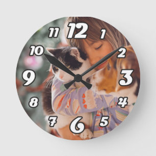 Personlig Photo Namn Large Clock Rund Klocka