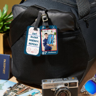 Personlig Photo Namn Number Hockey Bag Märkre Bagagebricka