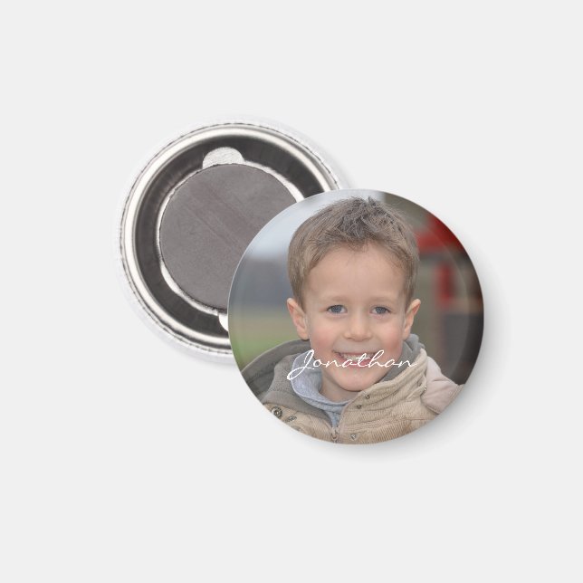 Personlig Photo Namn Round Magnet (Front/Back)