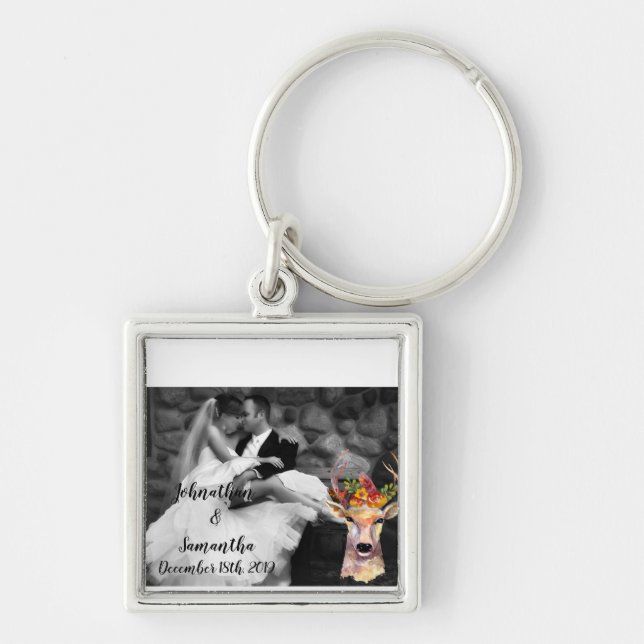 Personlig Photo Nyckelring boho hjort Buck Head B (Framsidan)