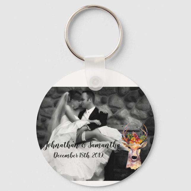 Personlig Photo Nyckelring boho hjort Buck Head B (Framsida)