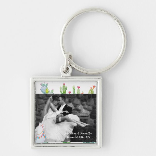Personlig Photo Nyckelring Boho Llama Bohemian C (Framsidan)