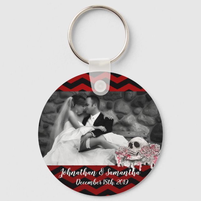 Personlig Photo Nyckelring skalle Ro goth Chevr (Framsida)