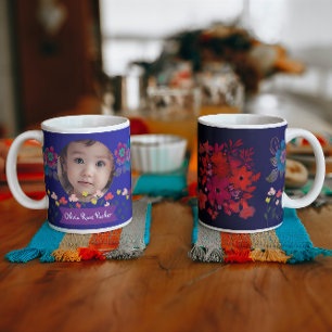 Personlig Photo och Namn Flowers Jumbo Mugg