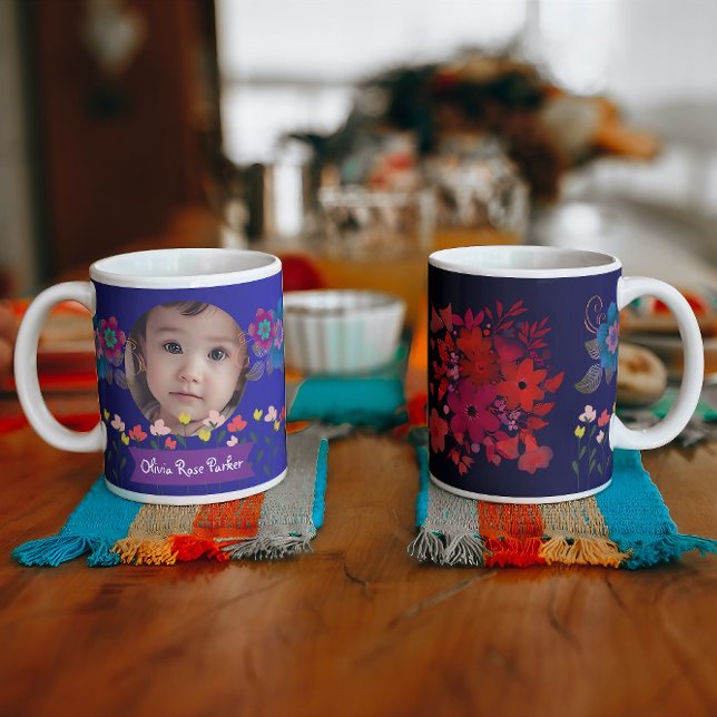 Personlig Photo och Namn Flowers Jumbo Mugg (coffee mug red flowers, Gifts for Dad, Gifts for Mom, Flower Lover Mugs, red flowers coffee mug gif)