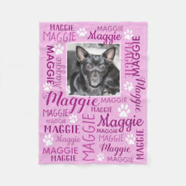 Personlig Photo och Namn Ro Rosa Hund Blanket Fleecefilt