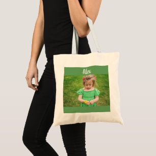 Personlig Photo och Namn Tote Bag Tygkasse
